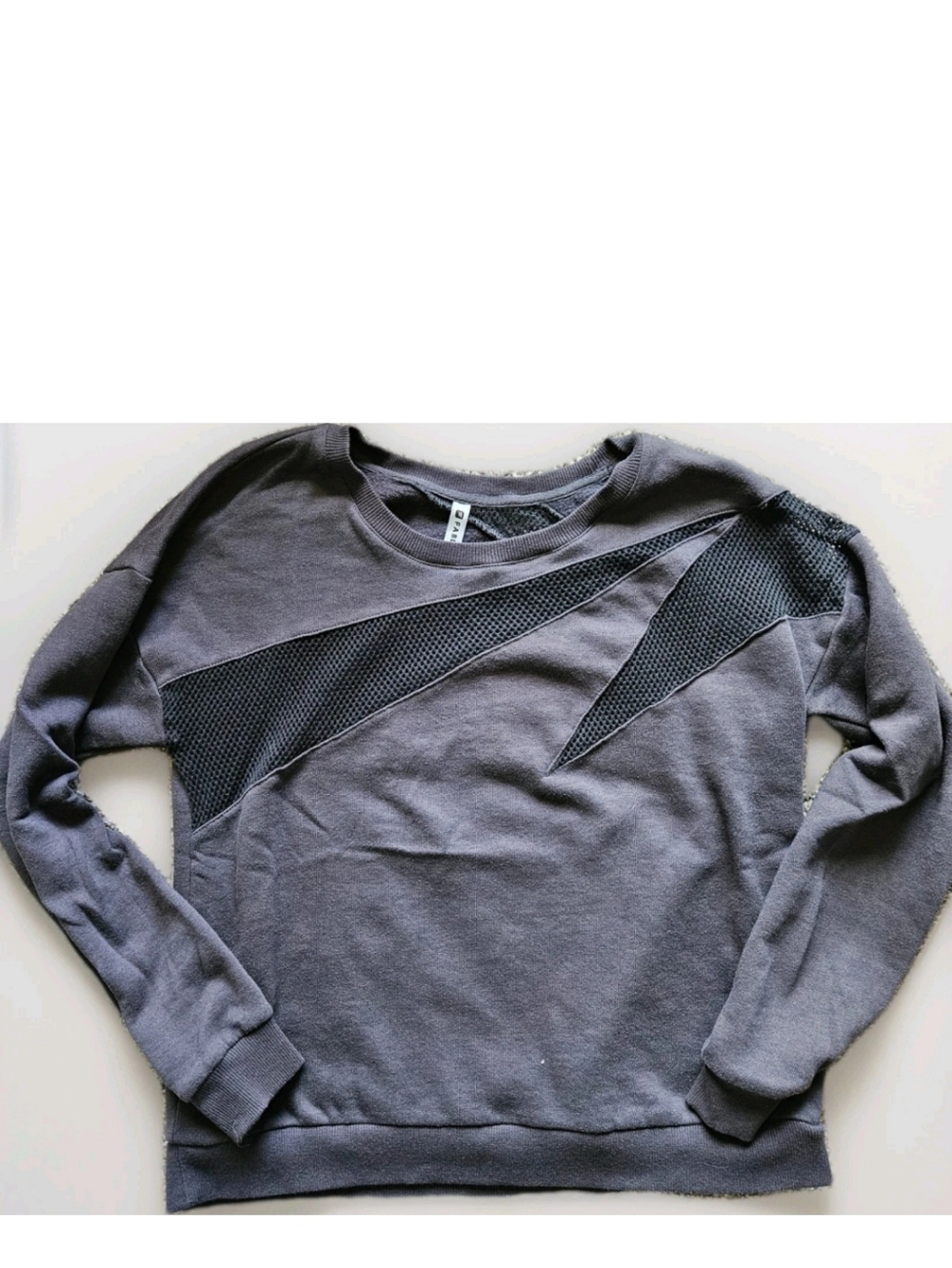 Fabletics Women's Pullover Sweatshirt Gray Black mesh Contrast Panel Size L